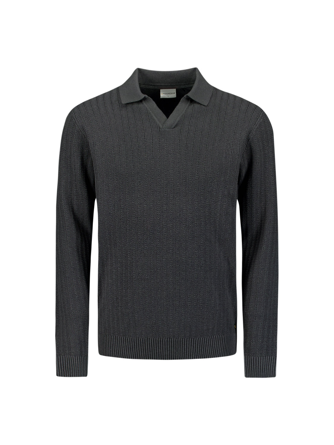 No Excess - Polo Collar Pullover - Dark Grey