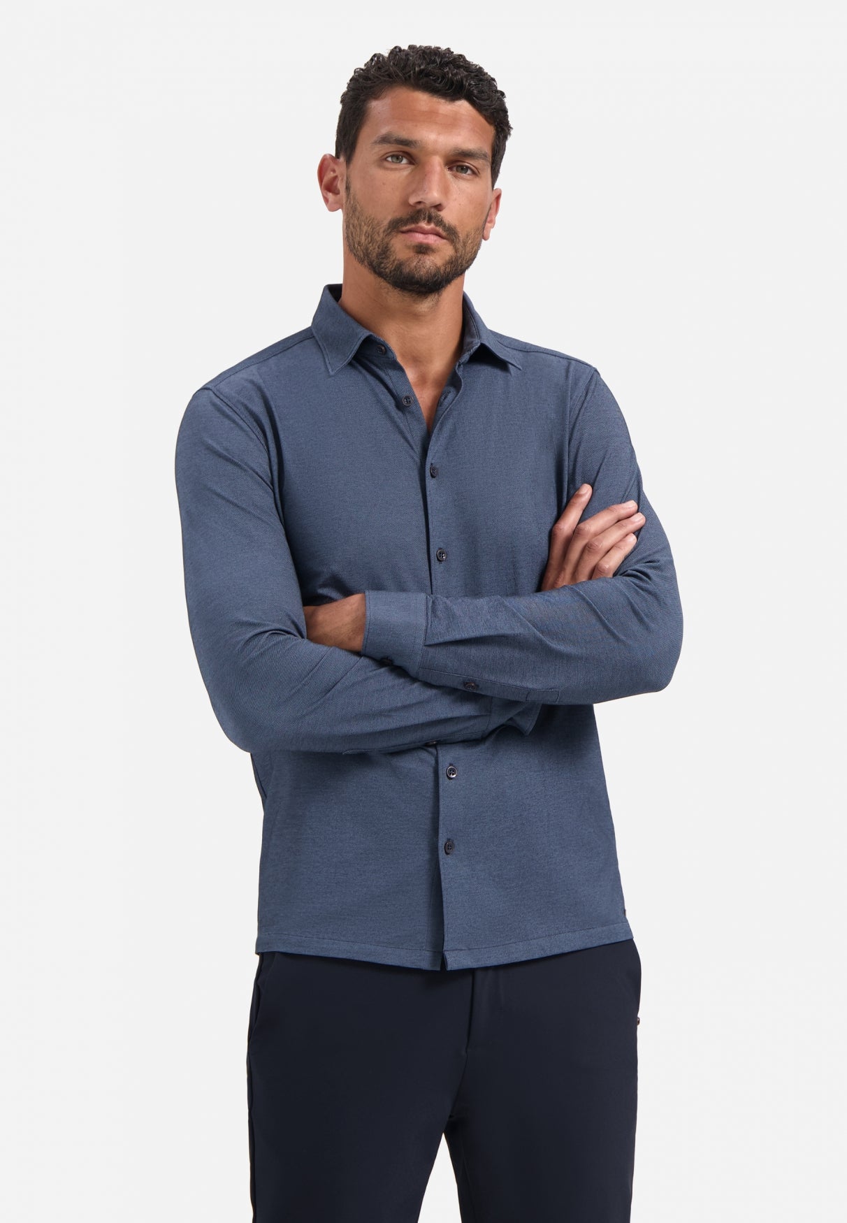 No Excess - Stretch Jersey Shirt - Washed Blue