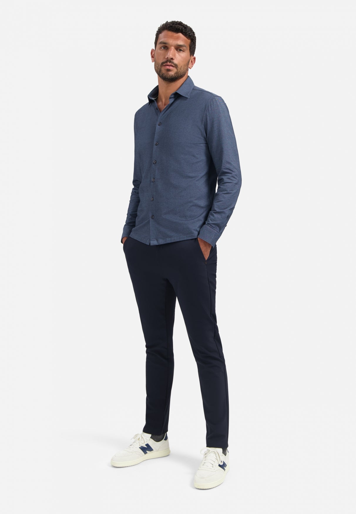 No Excess - Stretch Jersey Shirt - Washed Blue