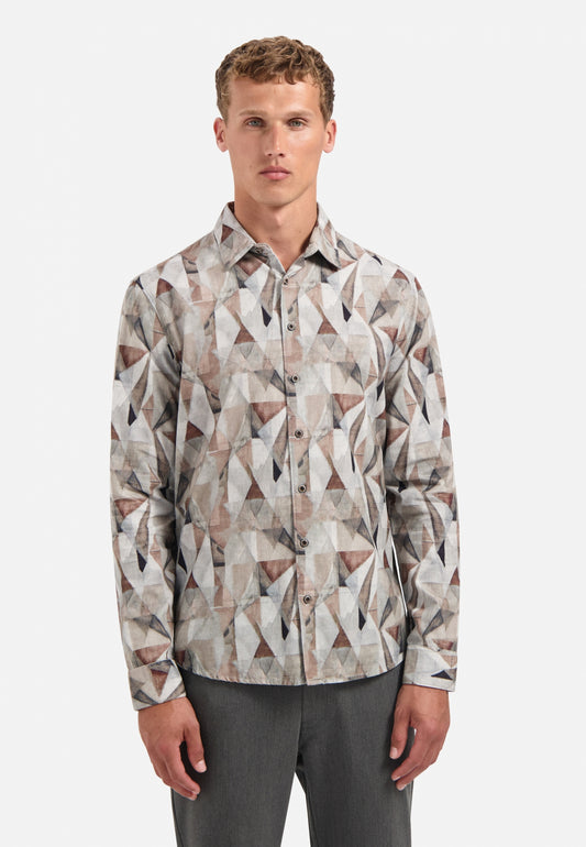 No Excess - Stretch Print Shirt - Taupe