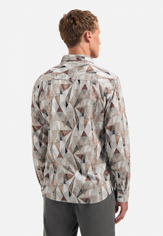 No Excess - Stretch Print Shirt - Taupe