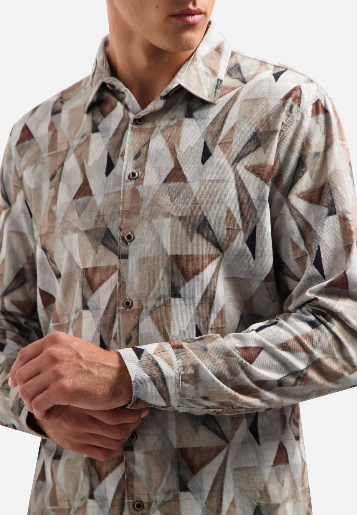 No Excess - Stretch Print Shirt - Taupe