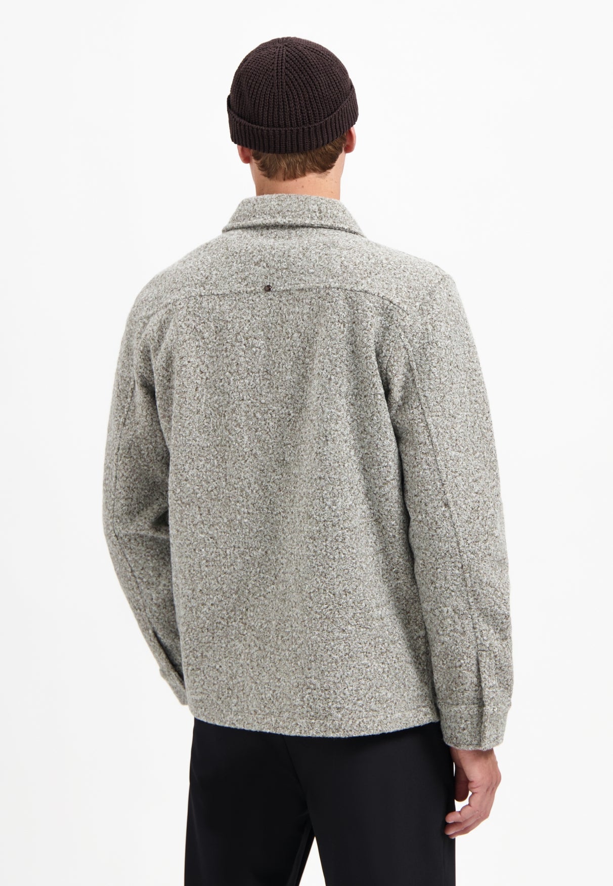 No Excess - Wool Look Zip Overshirt - Grey Melange