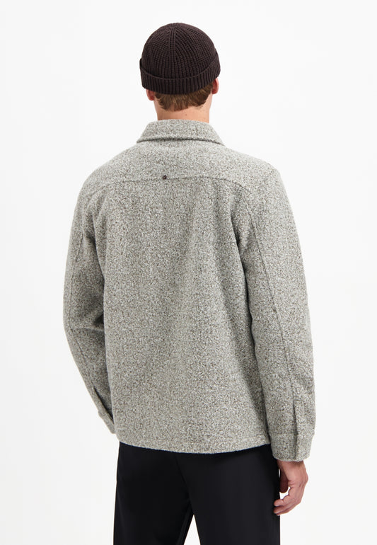 No Excess - Wool Look Zip Overshirt - Grey Melange