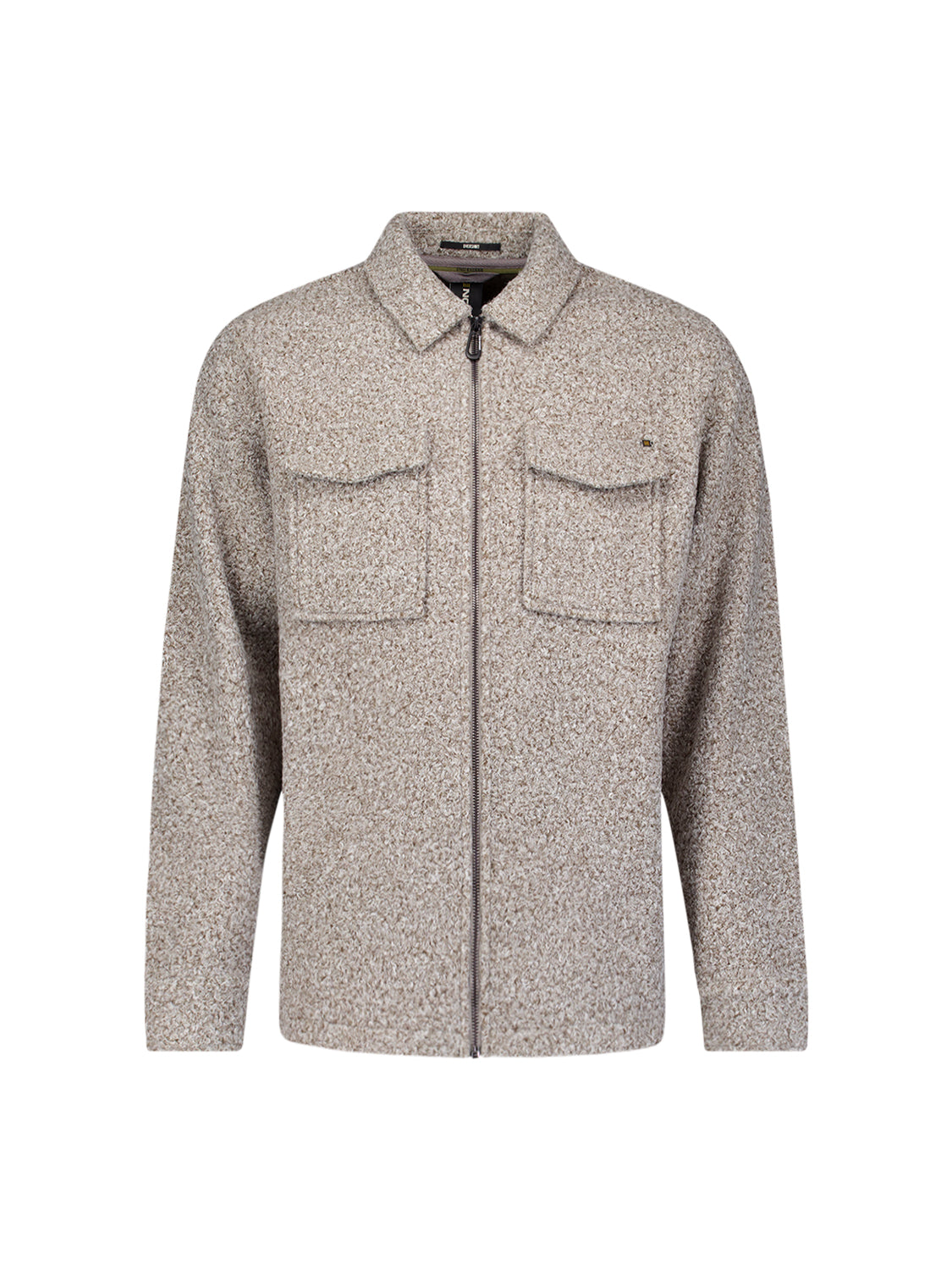 No Excess - Wool Look Zip Overshirt - Grey Melange