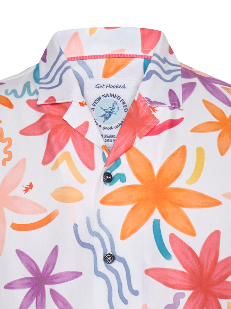 A Fish Named Fred - Short Sleeved Shirt - Watercolour Flower