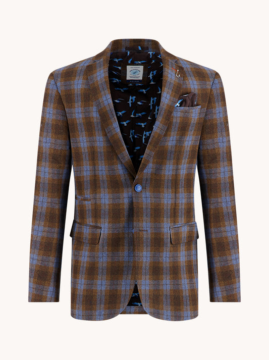 A Fish Named Fred - Pattern Blazer - Brown/Blue Check