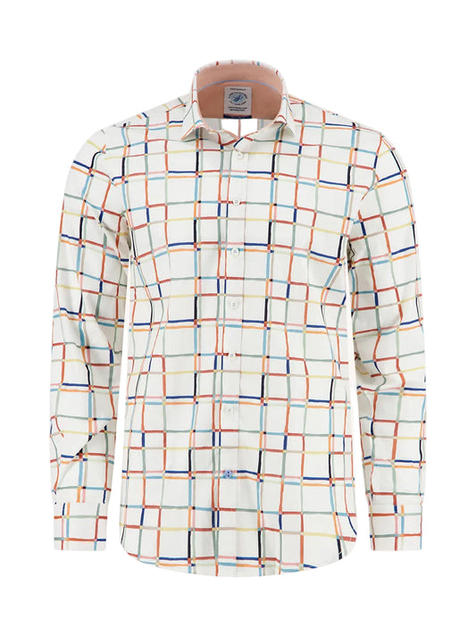 A Fish Named Fred - Line Art Shirt - White Multi Check