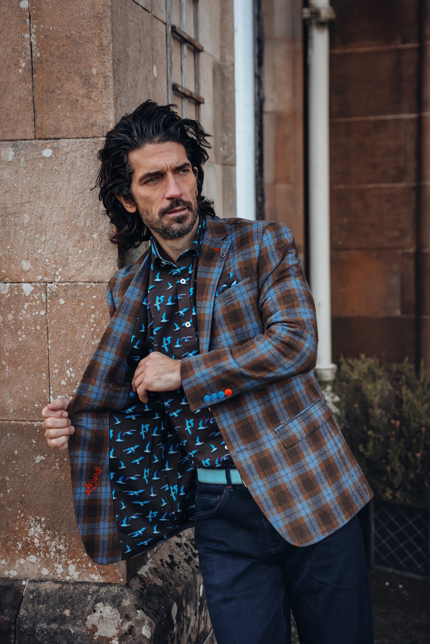A Fish Named Fred - Pattern Blazer - Brown/Blue Check