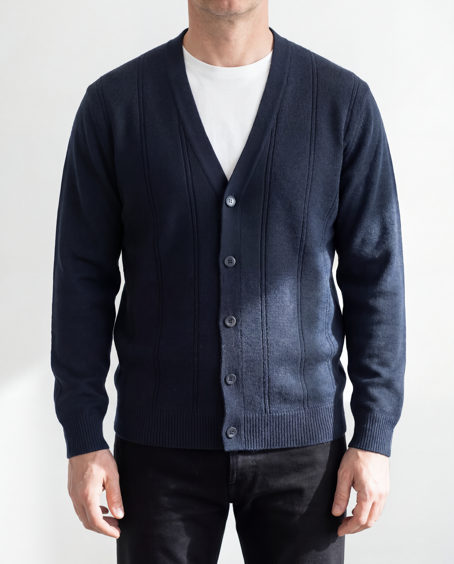 Silverdale - Mid-Weight Ribbed Cardigan - Dark Navy