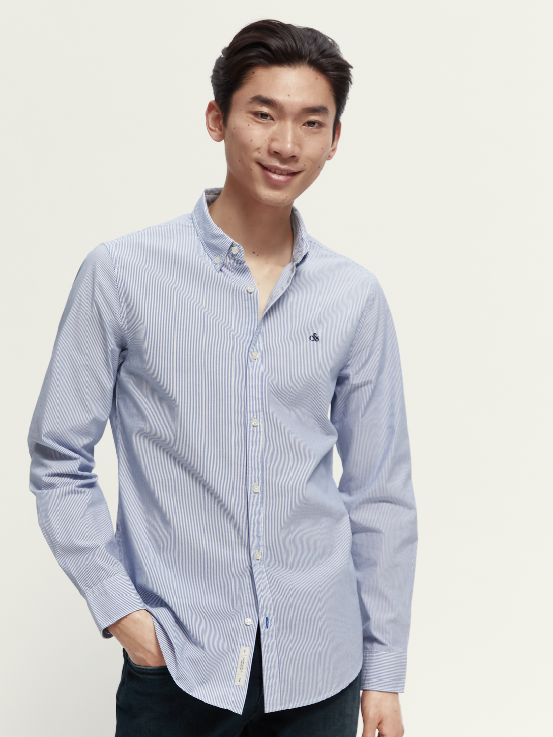Scotch & Soda - Organic Poplin Striped Shirt - Blue/White