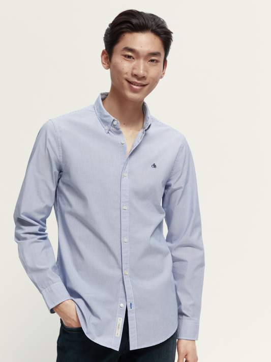 Scotch & Soda - Organic Poplin Striped Shirt - Blue/White