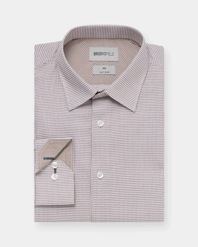 Brooksfield Easy Care Shirts - Small Textured - Brown or Blue