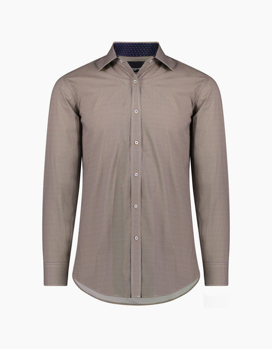 Rembrandt - Barbican Shirt - Gold/Navy Geo Print