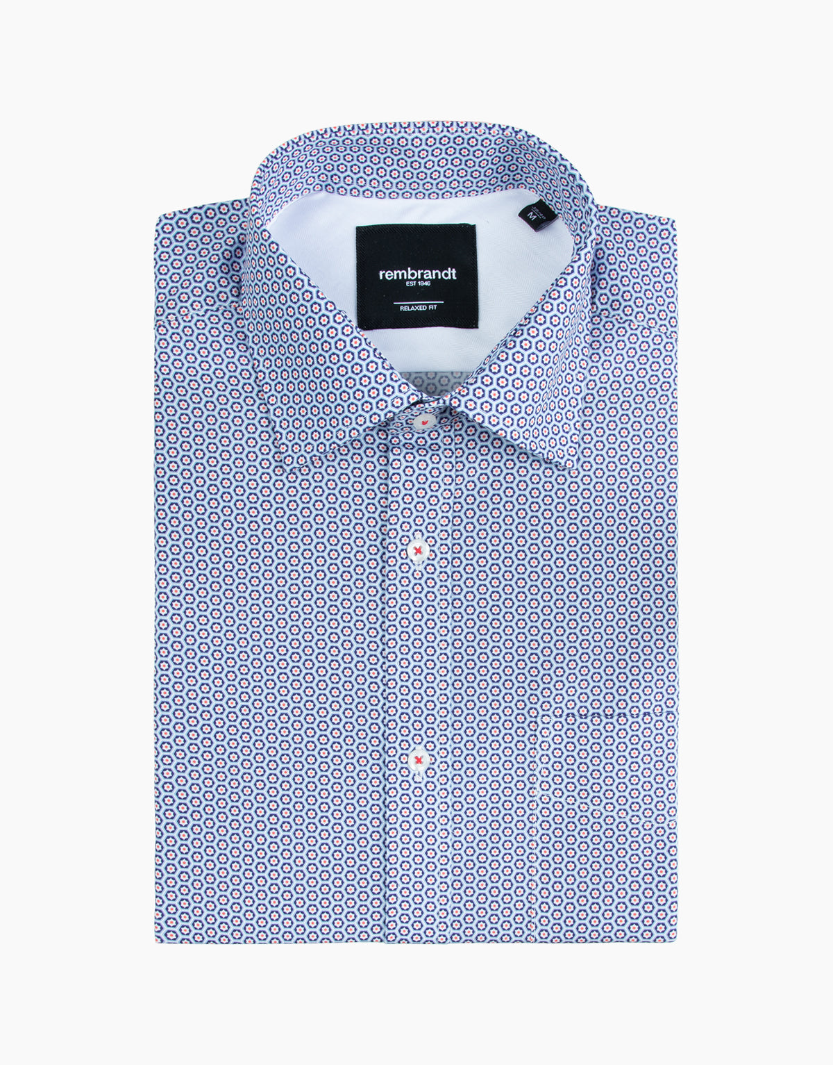 Rembrandt - Sinatra Shirt - Blue/Red Hexagon