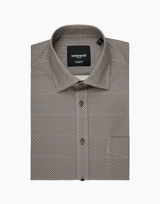 Rembrandt - Sinatra Shirt - Blue & Yellow Medallion Print