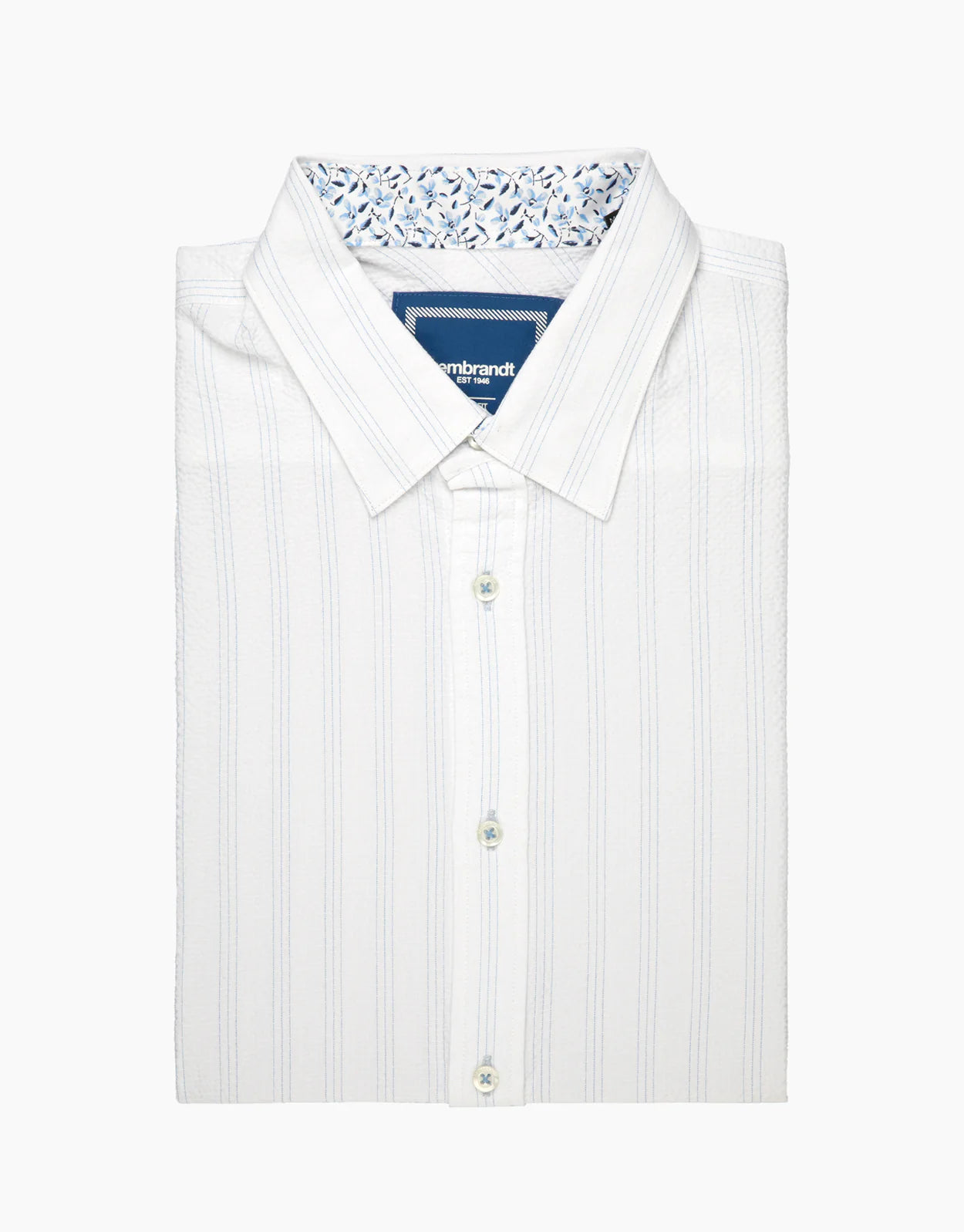 Rembrandt - Waihi Seersucker Short Sleeved Shirt - White Stripe