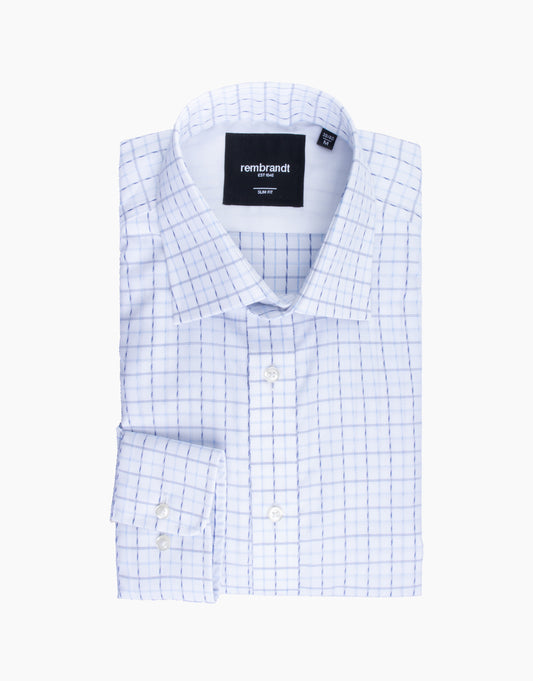 Rembrandt - York Non Iron Shirt - Blue/White Check