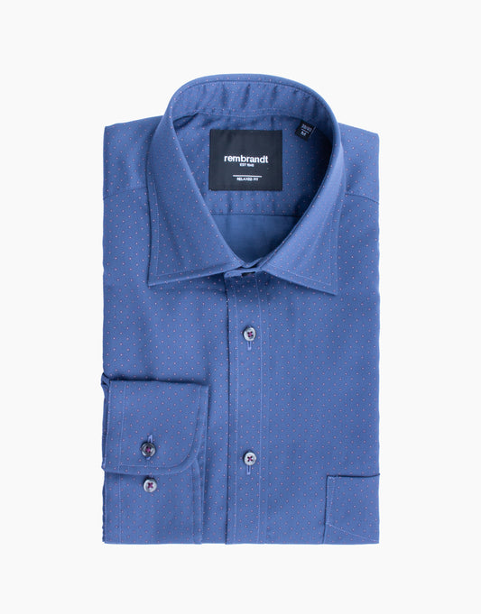 Rembrandt - Sinatra Shirt - Navy & Maroon Dot