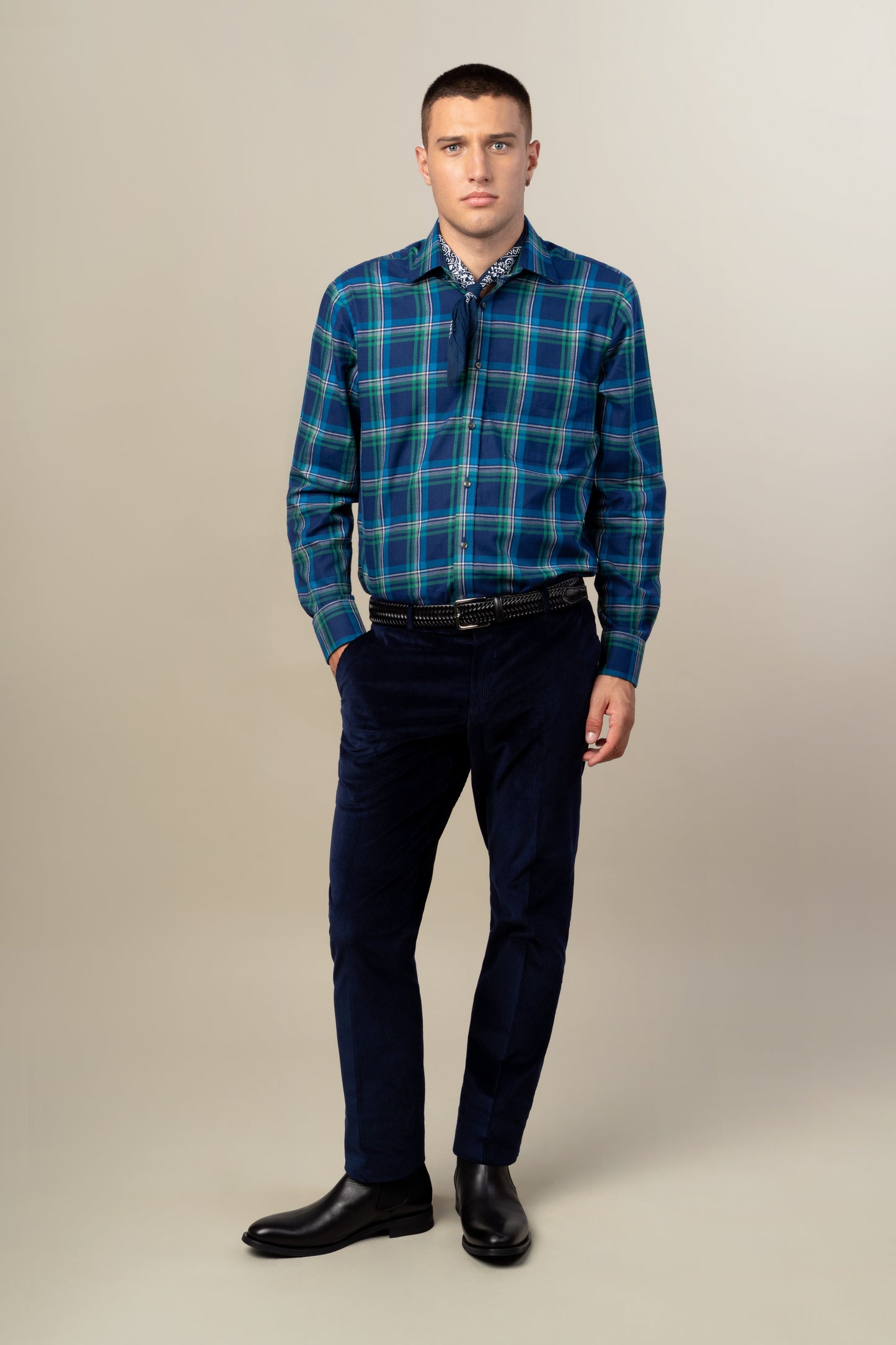 Rembrandt - Sinatra Shirt - Blue & Green Flannel