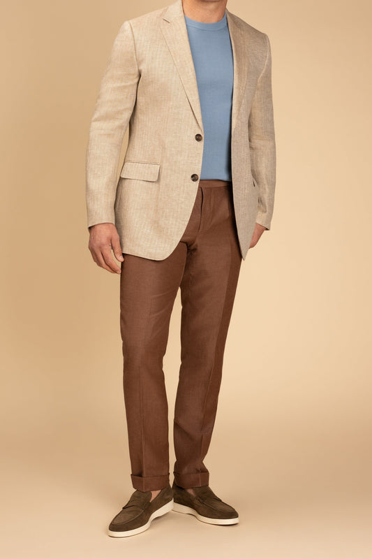 Rembrandt - Cooper Blazer - Beige Linen Herringbone