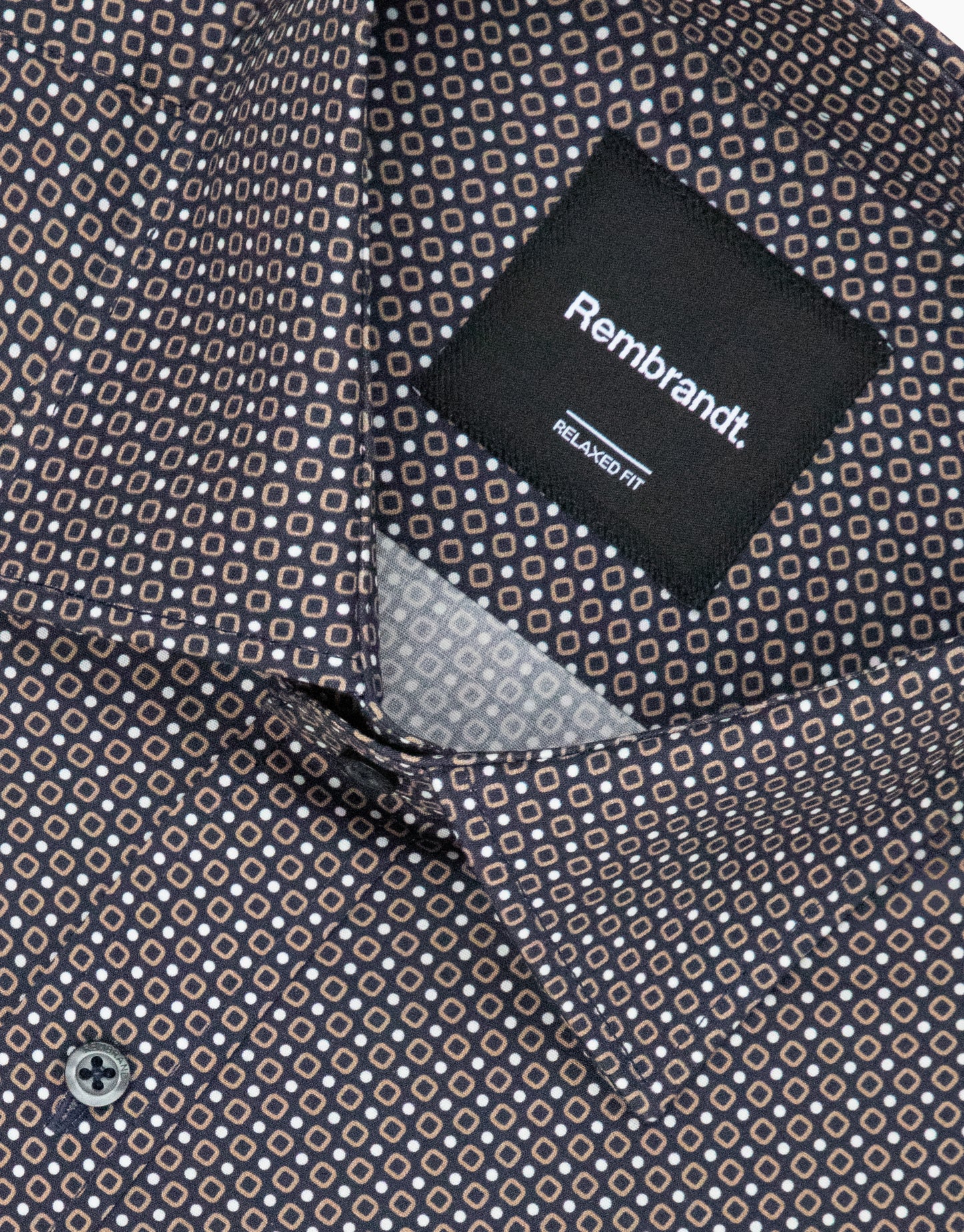 Rembrandt - Sinatra Shirt - Brown/Navy Geo Print