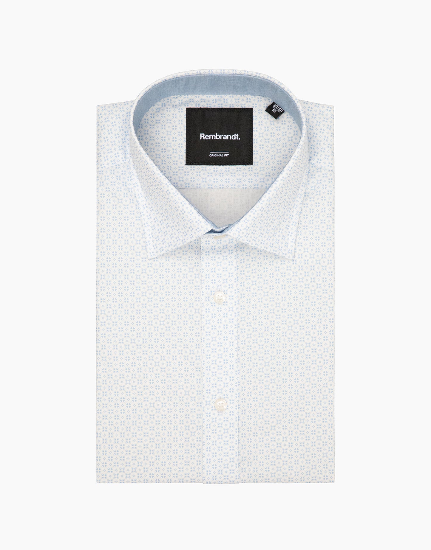Rembrandt - Barbican Shirt - Light Blue & White Microdesign