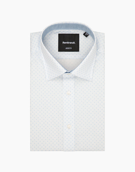 Rembrandt - Barbican Shirt - Light Blue & White Microdesign