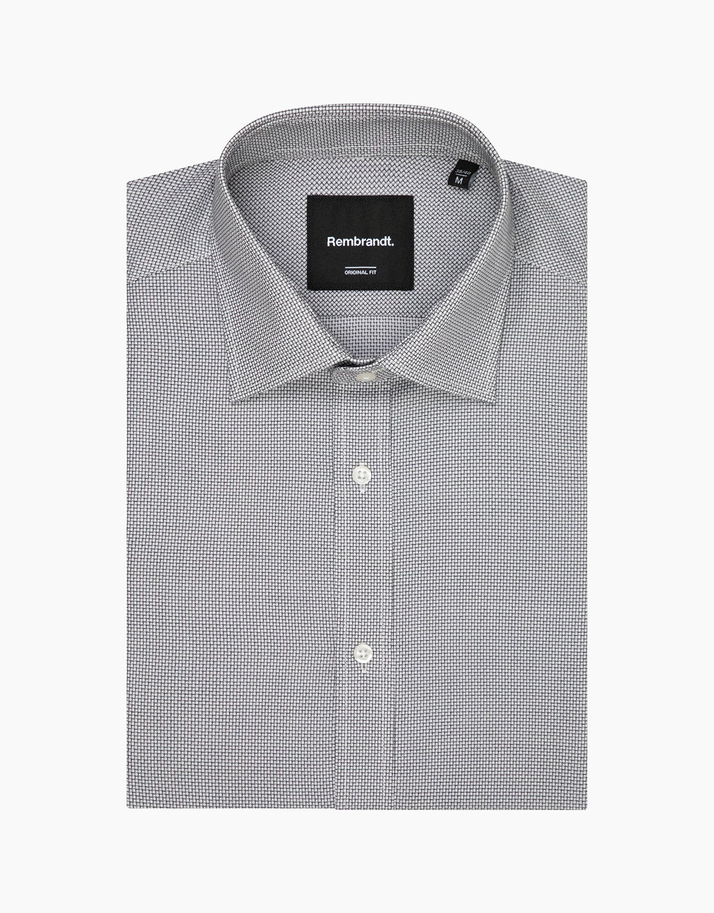 Rembrandt London Shirt - Grey & Navy Textured