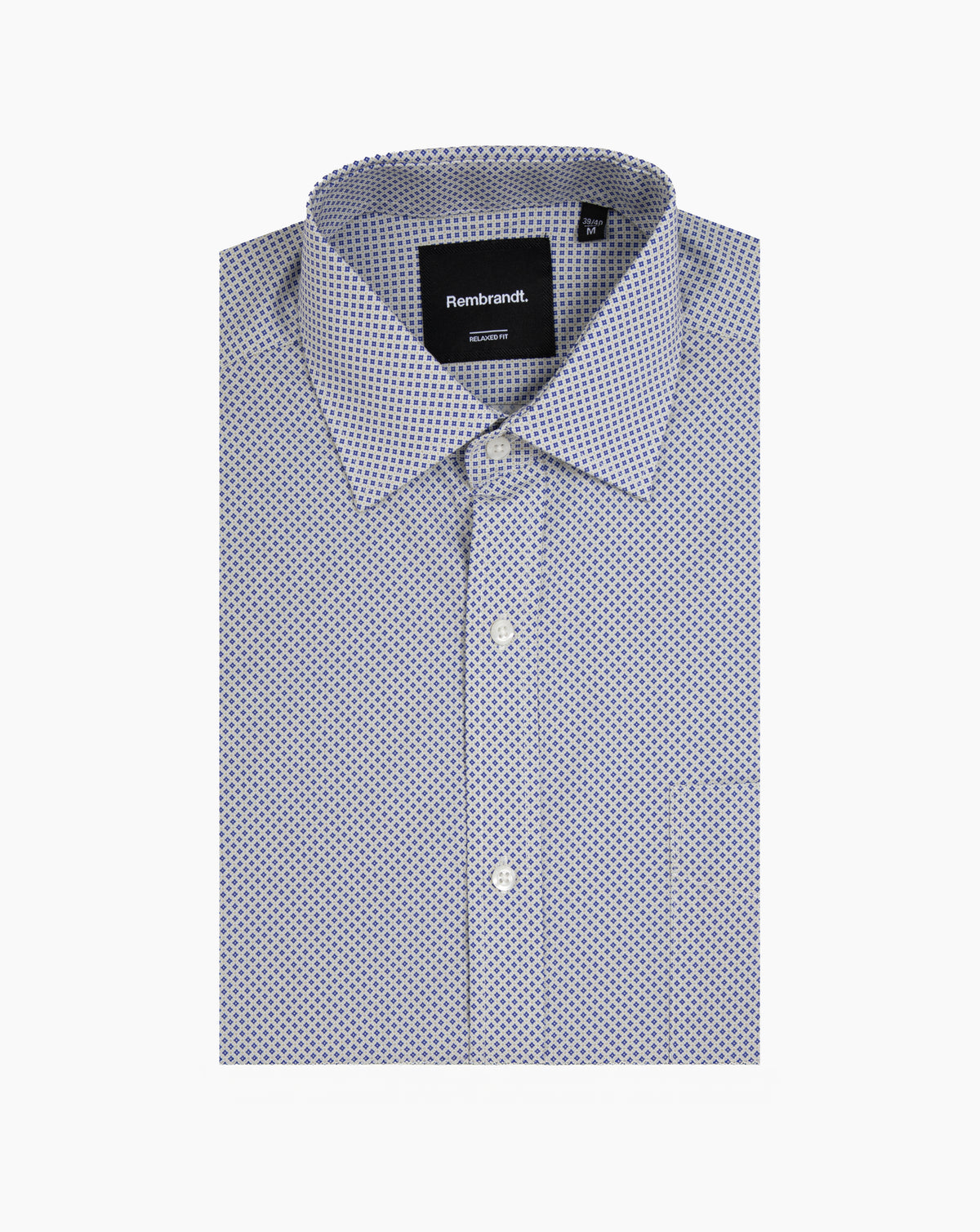 Rembrandt - Sinatra Shirt - Beige & Blue Microdesign Shirt
