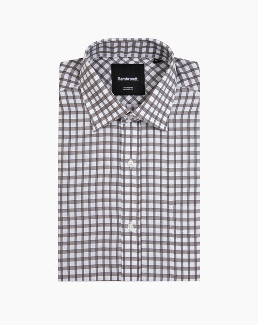 Rembrandt - Sinatra Shirt - Taupe Brown Check