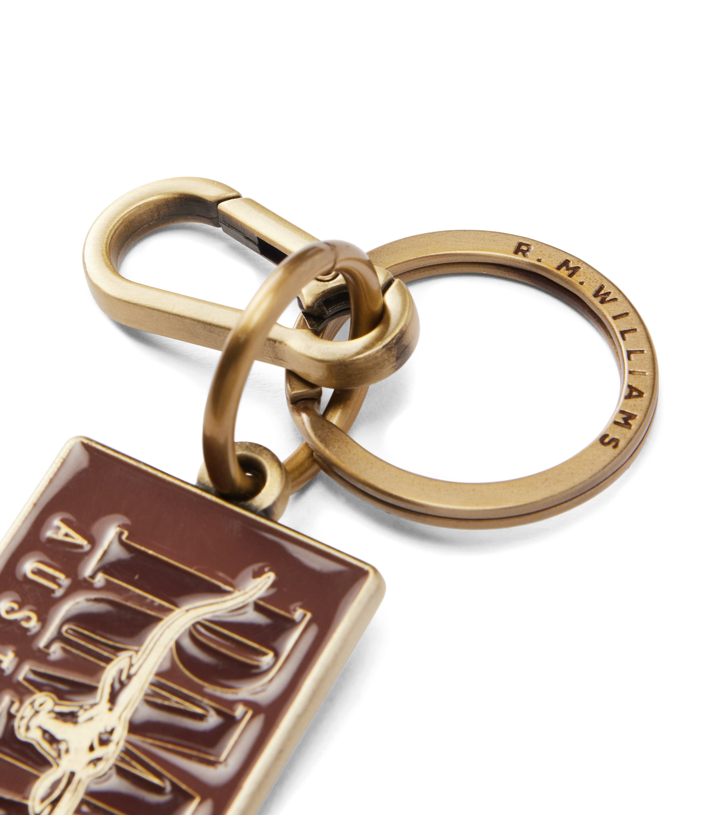 R. M. Williams - Heritage Logo Enamel Keyring - Brown