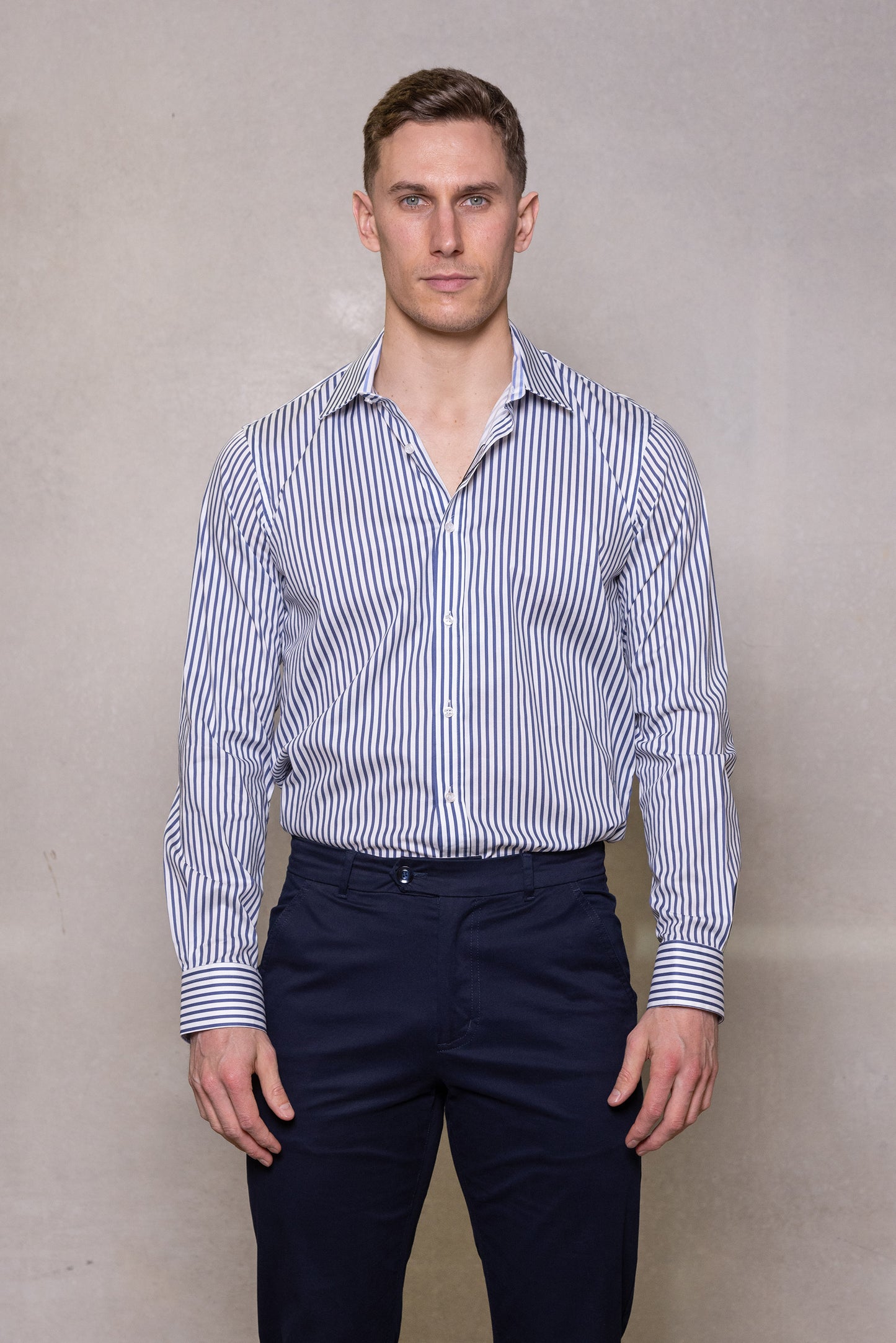 Cutler & Co - Blake Striped Shirt - French Navy