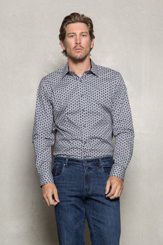 Cutler & Co - Blake Shirt - Cornflower Print