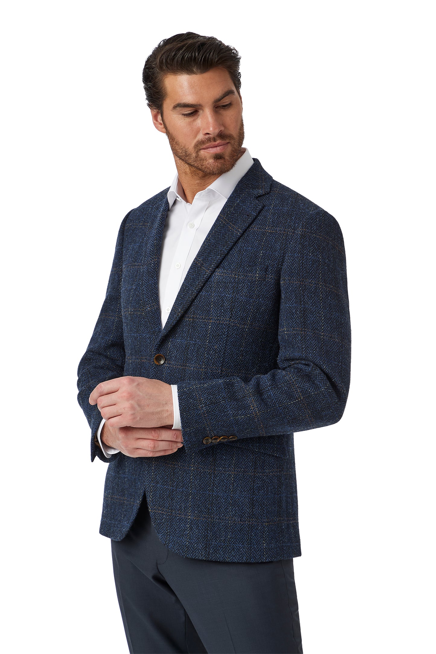 Cambridge - Harris Tweed Jacket - Navy/Gold Check