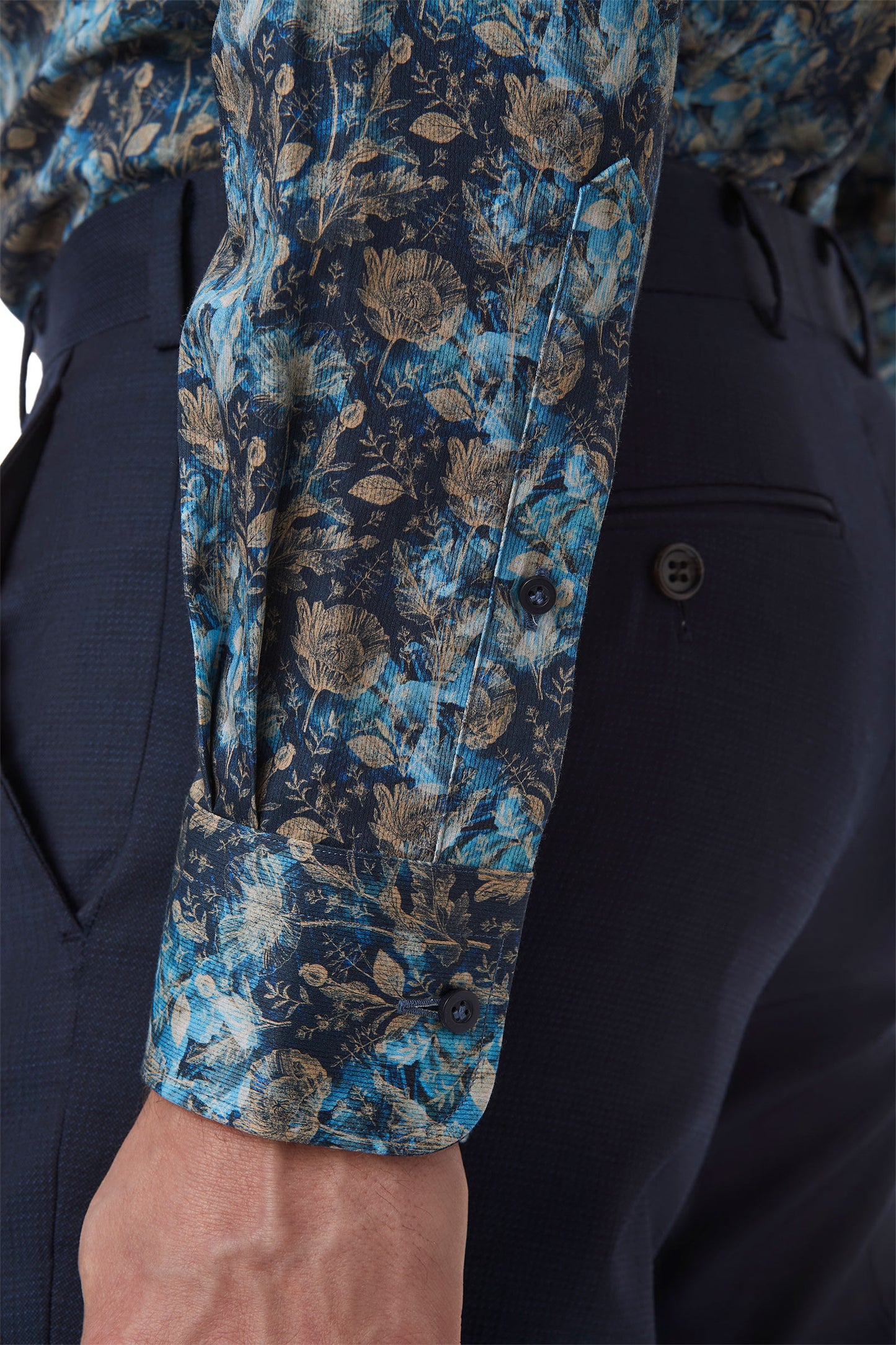 Cambridge - Hadfield Shirt - Blue/Gold Print