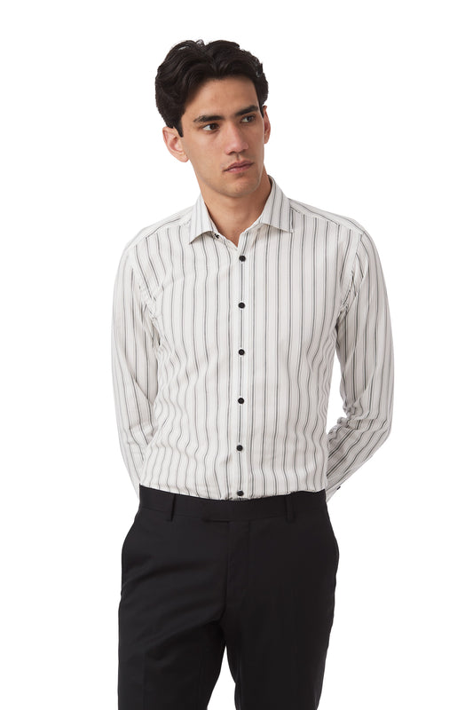 Gibson Flame Shirt - Black/White Stripe