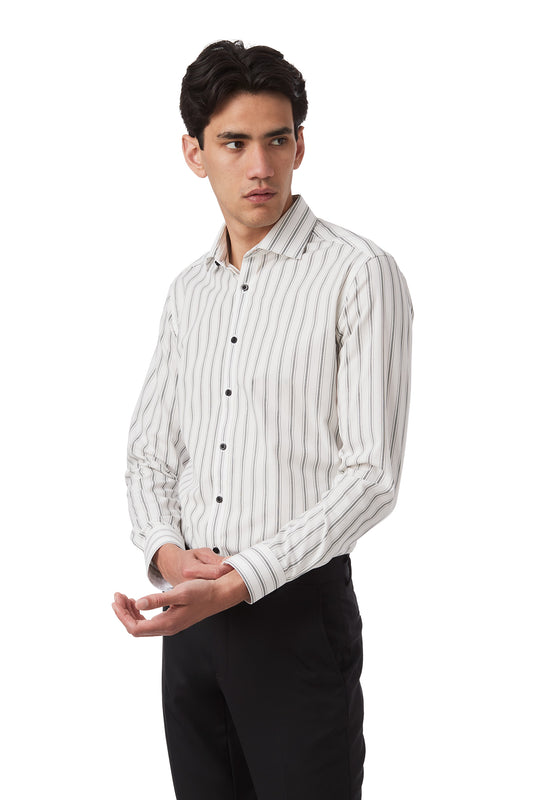 Gibson Flame Shirt - Black/White Stripe