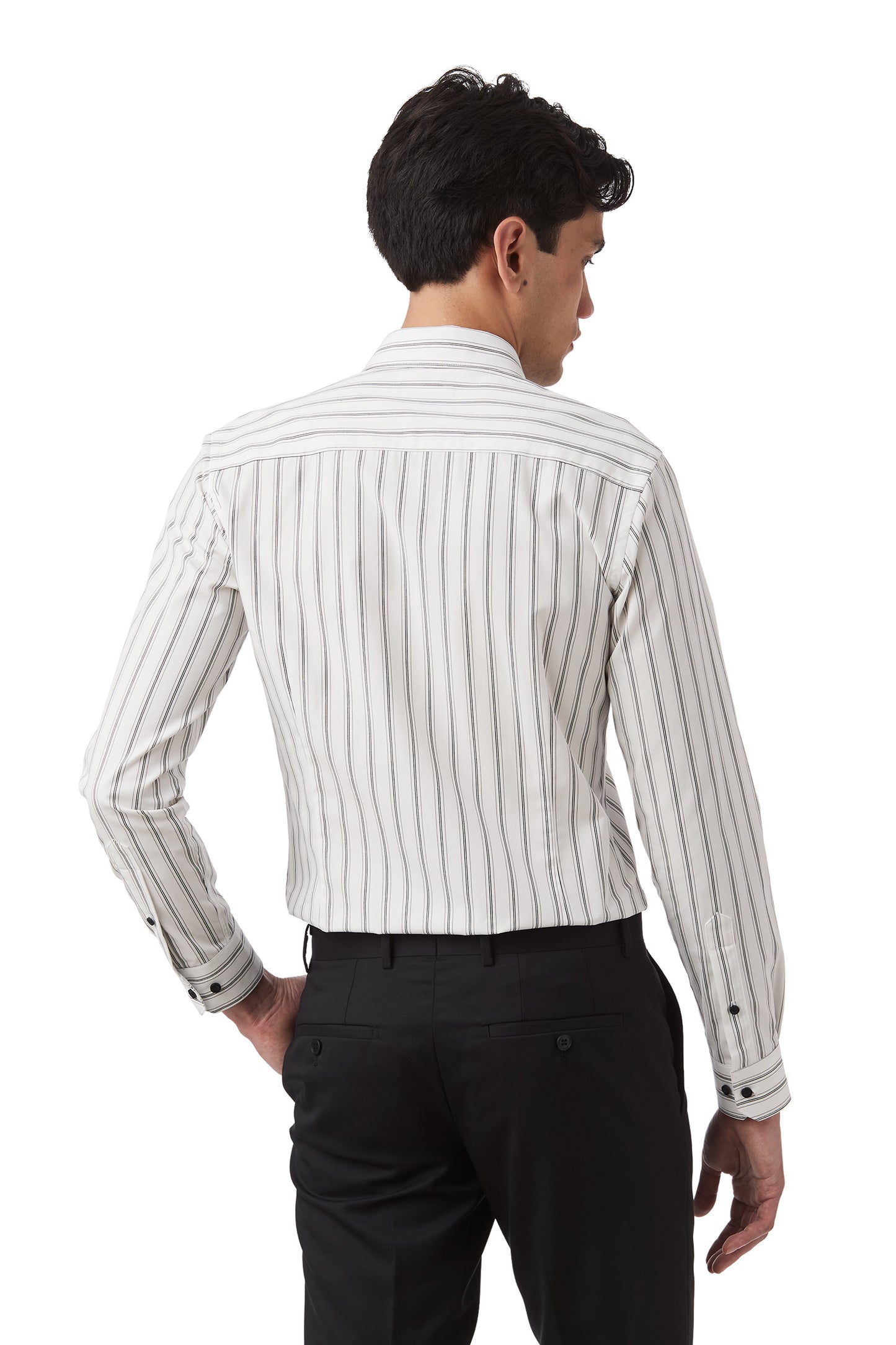 Gibson Flame Shirt - Black/White Stripe