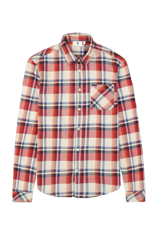 Garcia - Men's Long Sleeved Checked Shirt - Ruby Port