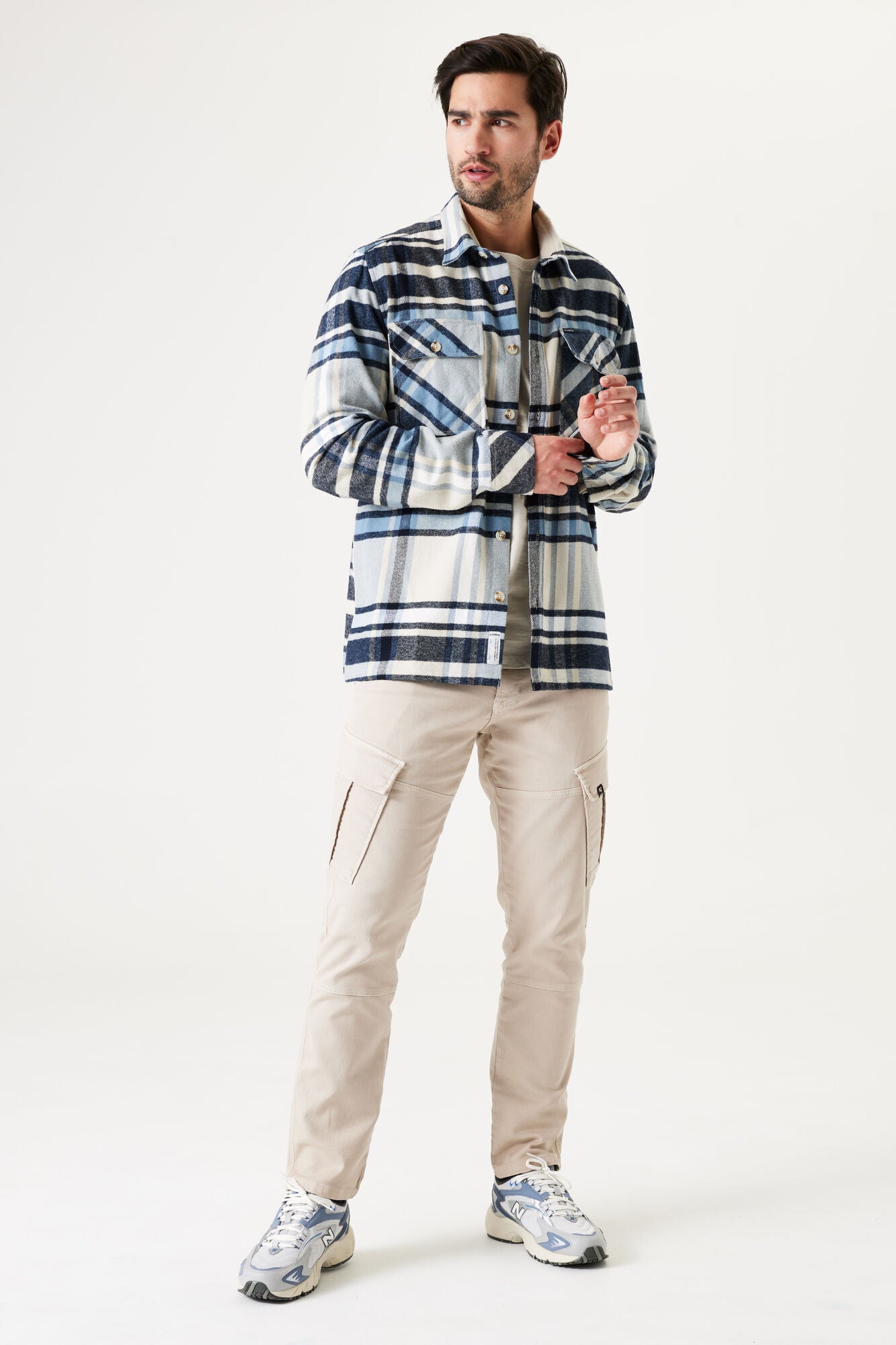 Garcia - Mens Flannel Overshirt - Kit Blue