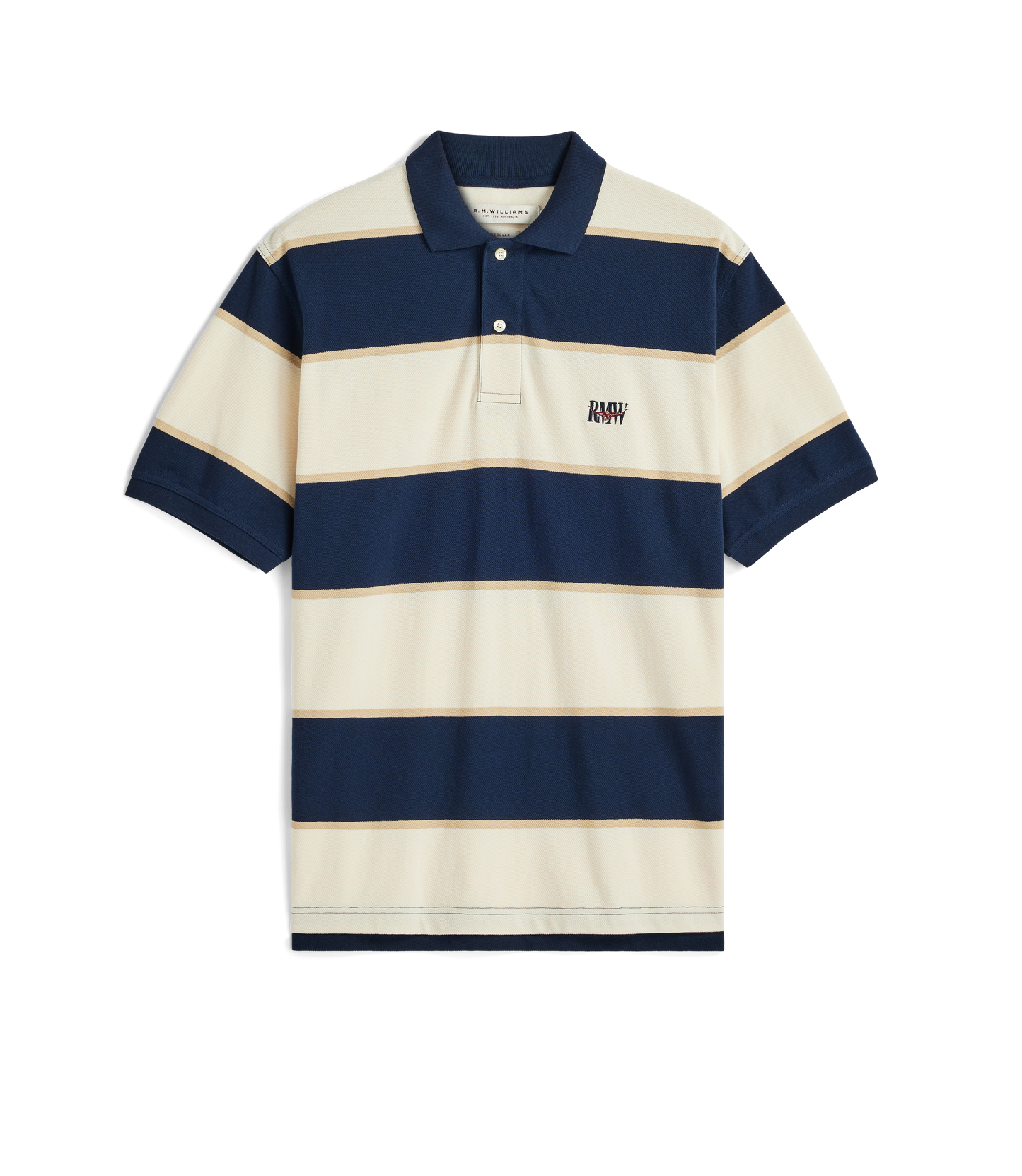 R. M. Williams - Balmain Stripe Polo - Ecru/Navy