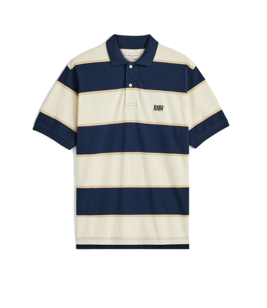 R. M. Williams - Balmain Stripe Polo - Ecru/Navy