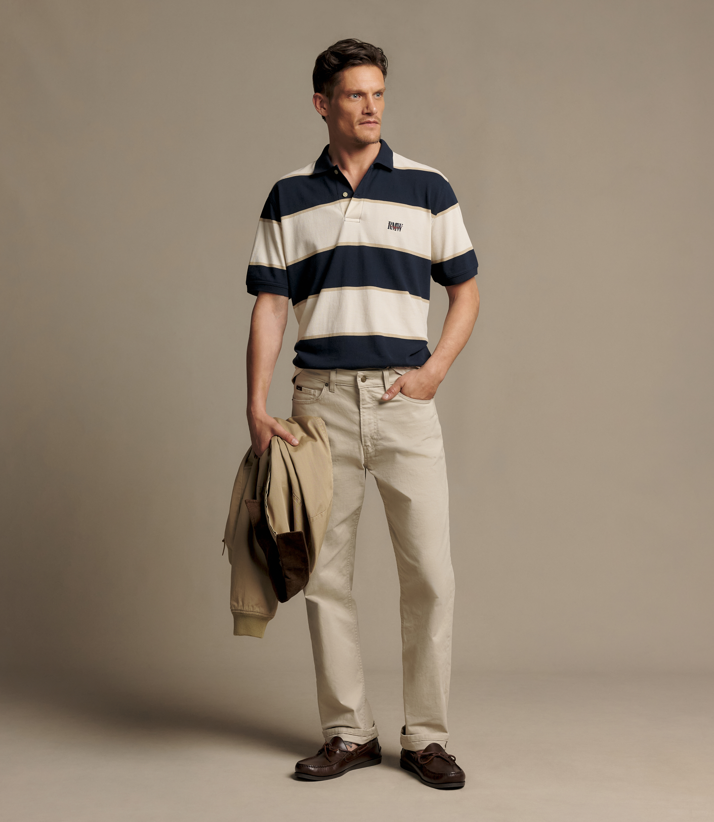 R. M. Williams - Balmain Stripe Polo - Ecru/Navy