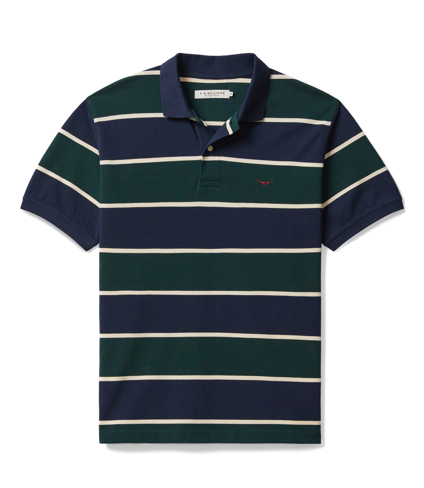R. M. Williams - Bright Polo - Navy/Green/Cream