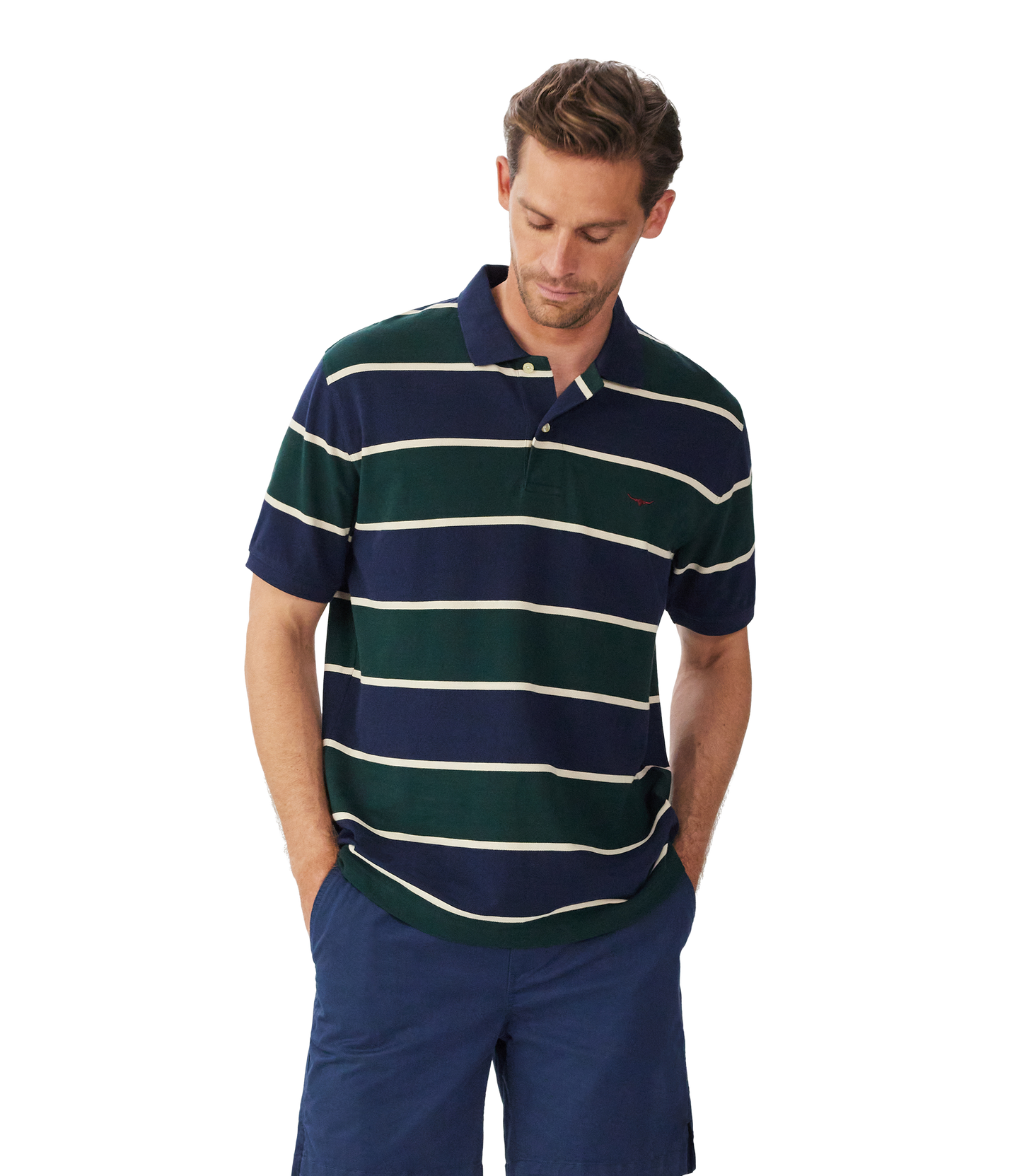 R. M. Williams - Bright Polo - Navy/Green/Cream