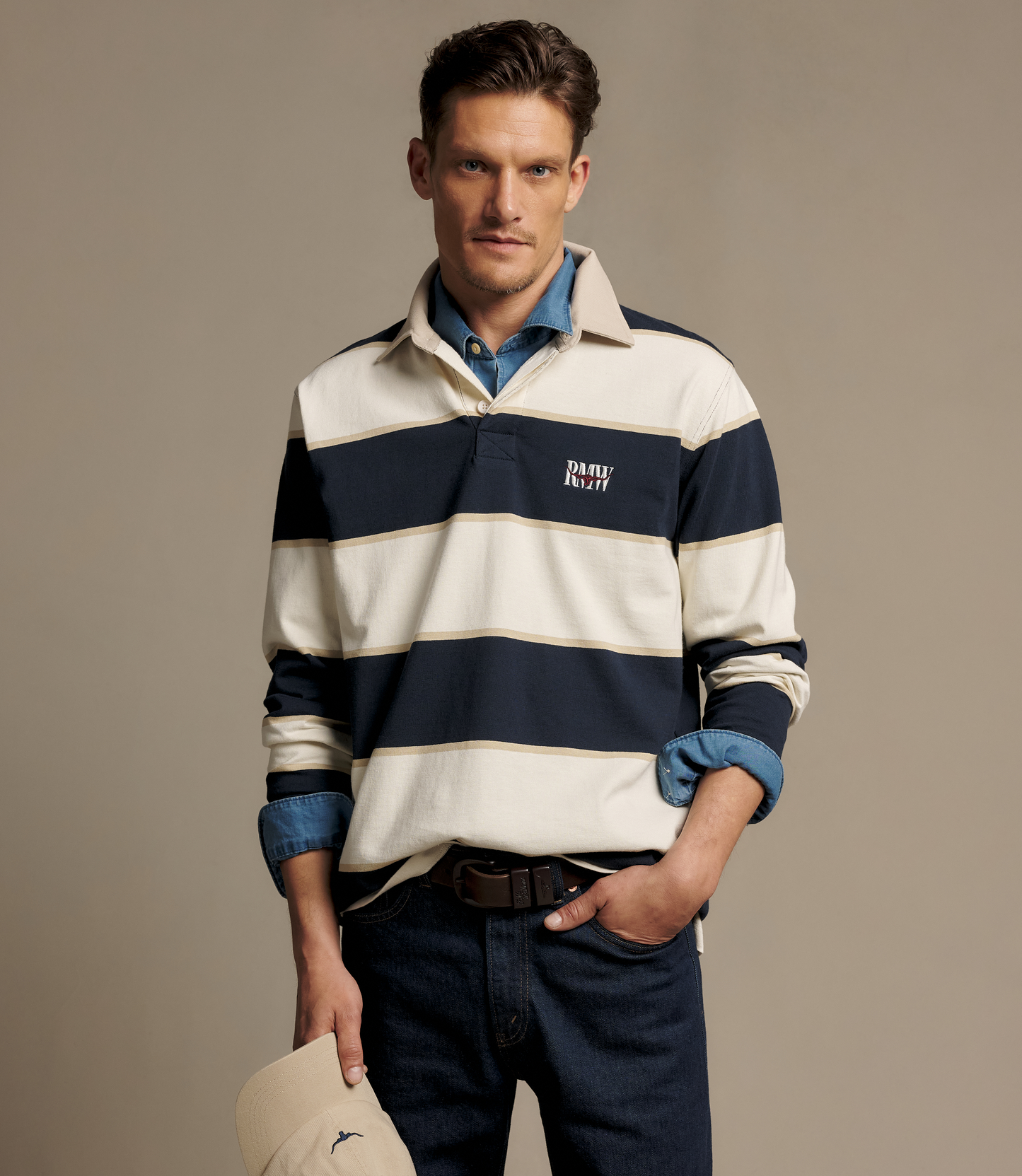 R. M. Williams - Balmain Stripe Rugby - Ecru/Navy