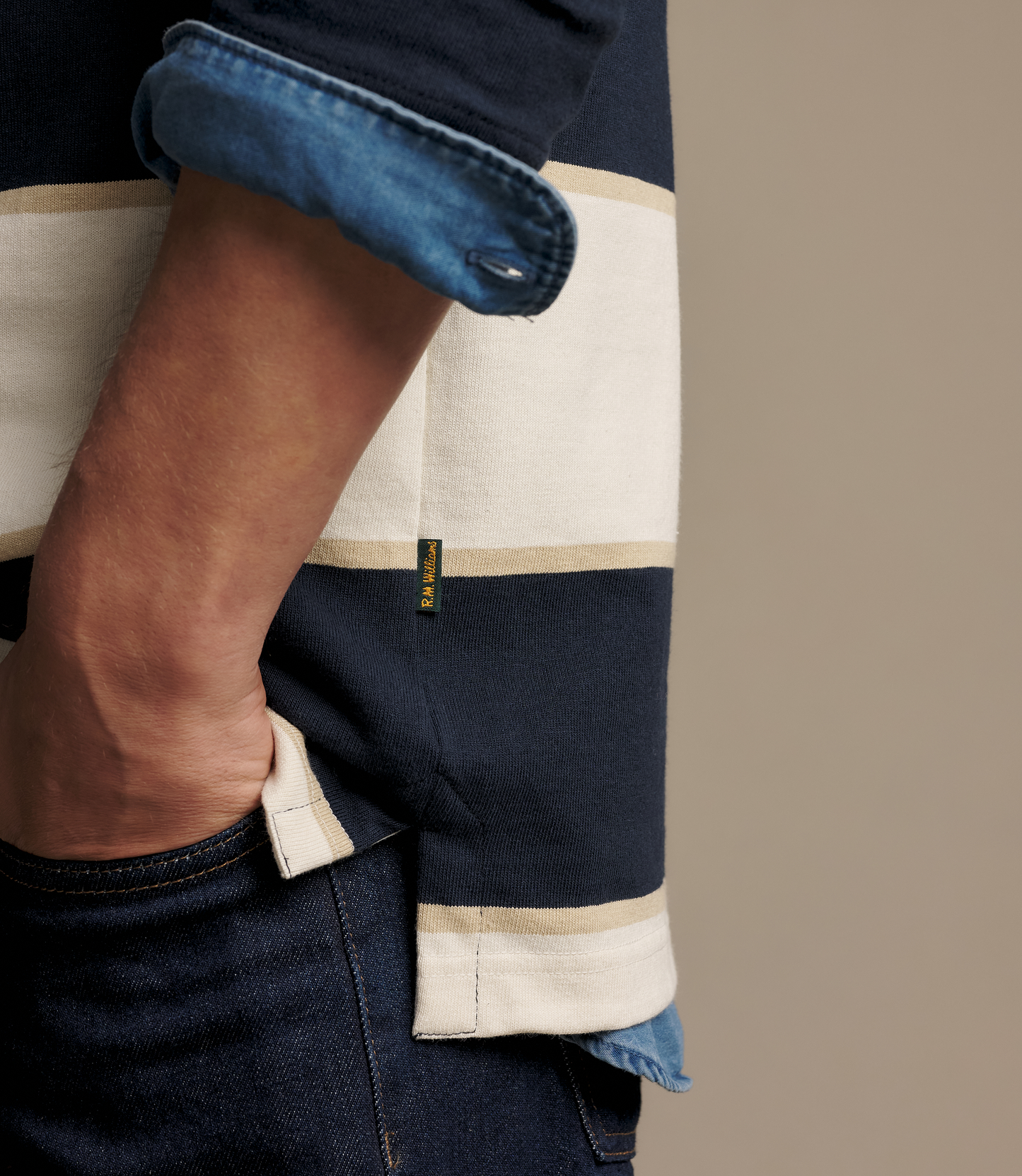 R. M. Williams - Balmain Stripe Rugby - Ecru/Navy