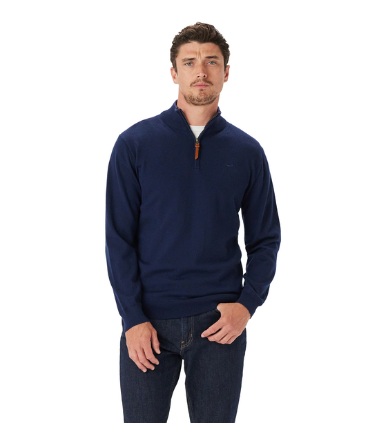 R. M. Williams - Ernest 1/4 Zip Merino Jersey - Navy KZ200WQ4504 251021 SS-OC (16/8)