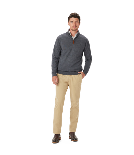 R. M. Williams Ernest 1/4 Zip Merino - Sea Mist